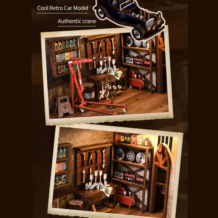 Auto Repair Shop 3D Wooden DIY Miniature House Kit, Creative Desktop Decor & Gift (374PCS) enginediyshop