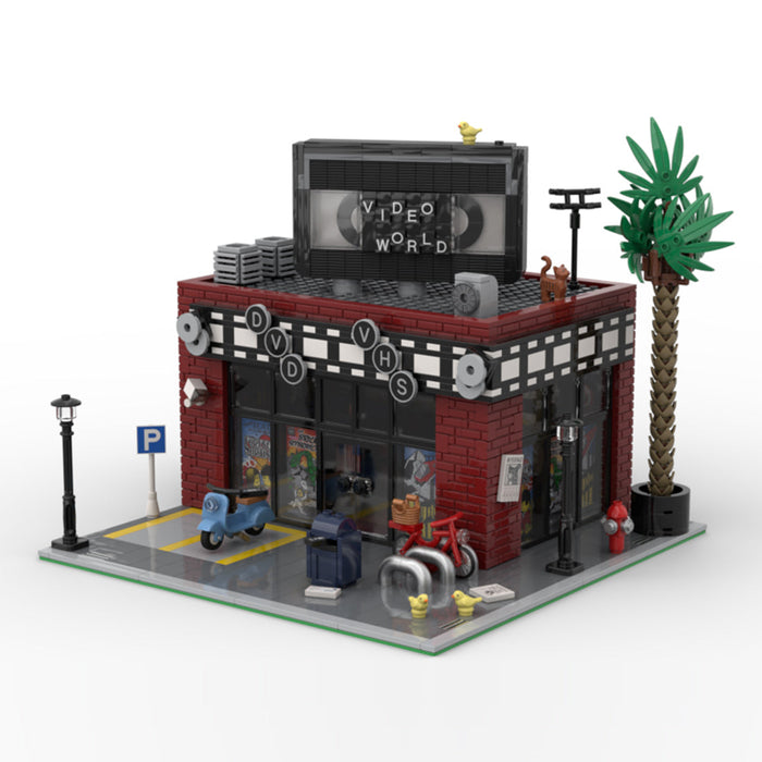 MOC  SoCal Neighborhood Retro Video Store Building Blocks Set(1746PCS) enginediyshop