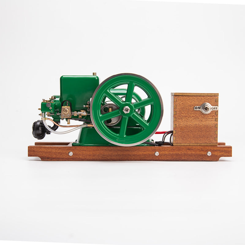 RETROL & OKMO Z01 Gasoline Engine Model Ball Top Miniature Water-Cooled Single-Cylinder 4-Stroke Internal Combustion Engine with Ignition System and Wooden Display Stand