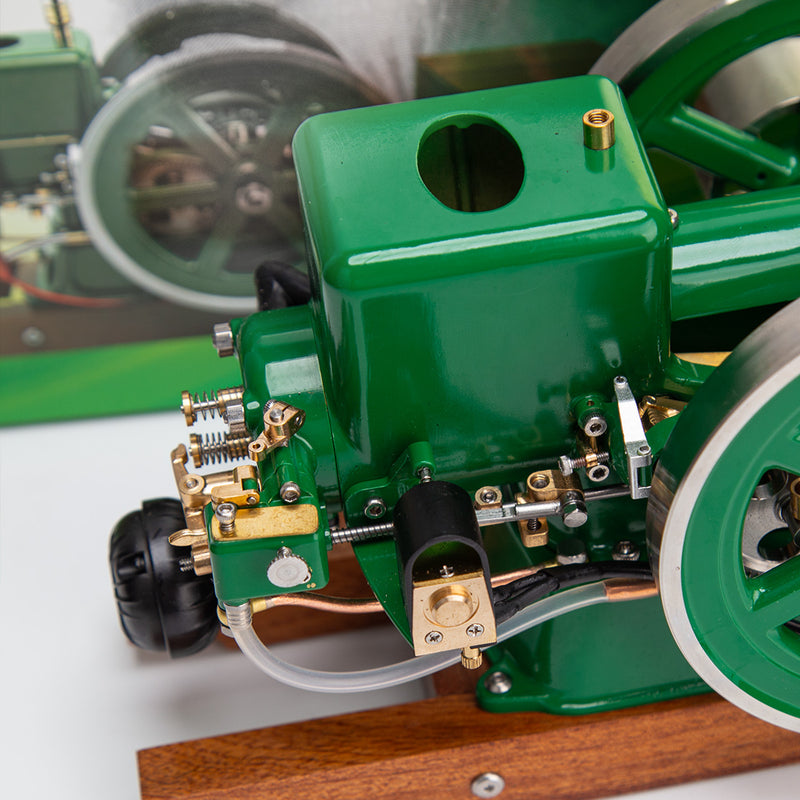 RETROL & OKMO Z01 Gasoline Engine Model Ball Top Miniature Water-Cooled Single-Cylinder 4-Stroke Internal Combustion Engine with Ignition System and Wooden Display Stand