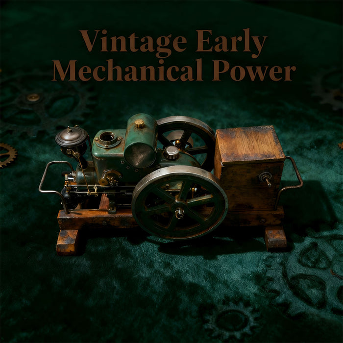 OKMO 1110 Miniature Single-Cylinder 4-Stroke Water-Cooled Horizontal Gasoline Internal Combustion Engine Model with Wooden Display Stand and Ignition System, Japanese Retro Industrial Mechanical Collectible enginediyshop