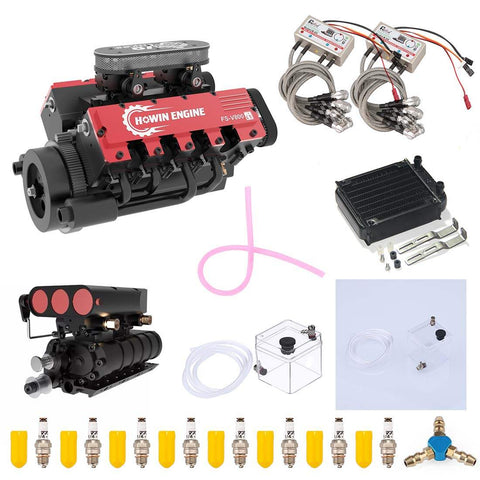 TOYAN V8 Engine FS-V800G 28cc Gasoline Model Kit with Supercharger, CDI Ignition & Accessories - Perfectly Functional enginediyshop
