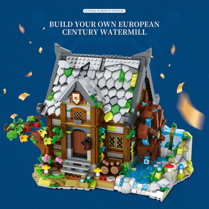 Medieval MOC Vintage WaterMill Building Blocks Set（1873PCS） enginediyshop