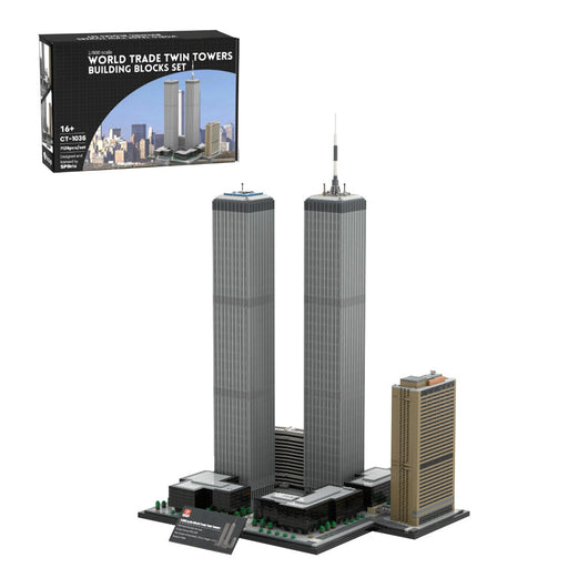 MOC-177998 1/800 Scale Landmark Architecture Twin Towers Street Scene DIY Assembly Building Blocks Set (7129PCS) enginediyshop