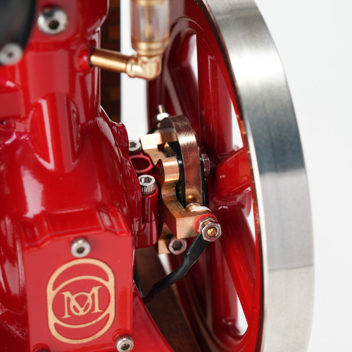 RETROL & OKMO B01 Hit and Miss Gasoline Engine Model Ball Top Miniature Water-Cooled Single-Cylinder 4-Stroke Internal Combustion Engine with Ignition System and Wooden Display Stand