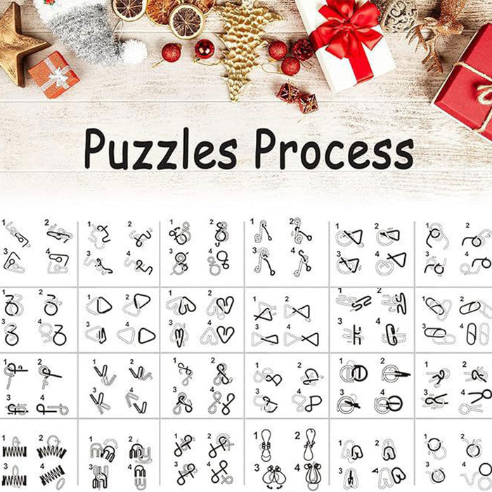 Advent Calendar Brain Teaser Adventskalender  Educational Stress-Relief Metal Puzzle Set Calendar for Christmas (Set of 24) enginediyshop