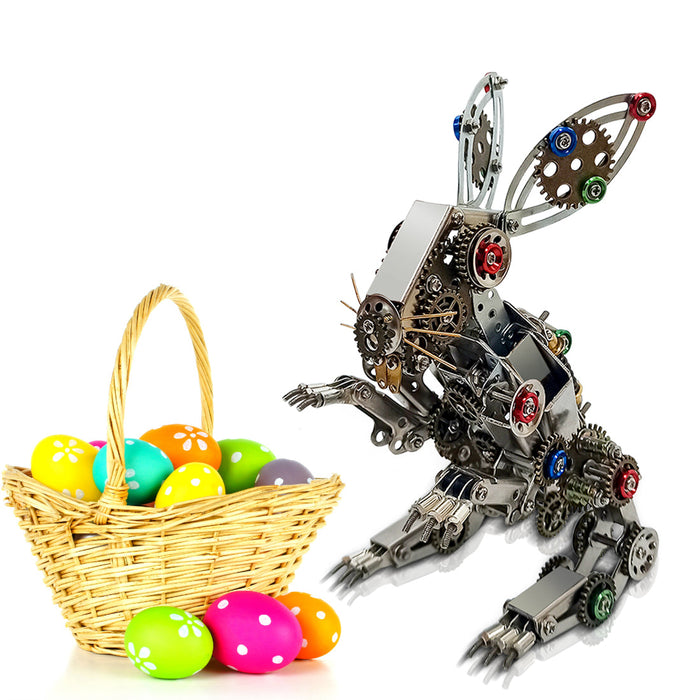 Steampunk 3D Metal Bunny Model DIY Kits with Easter Egg (500PCS+) enginediyshop