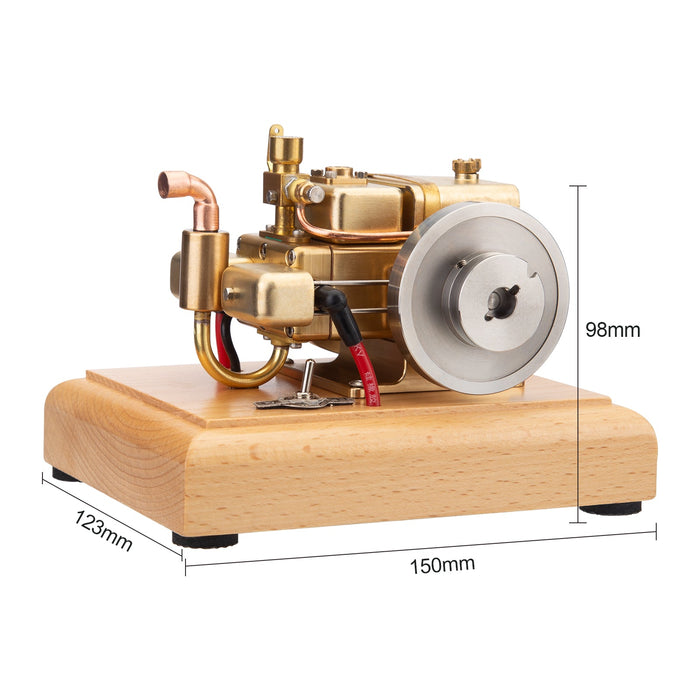 3.2cc Mini Horizontal Water-cooled Double-cylinder Four-stroke Gasoline Engine Model with Wooden Base enginediyshop