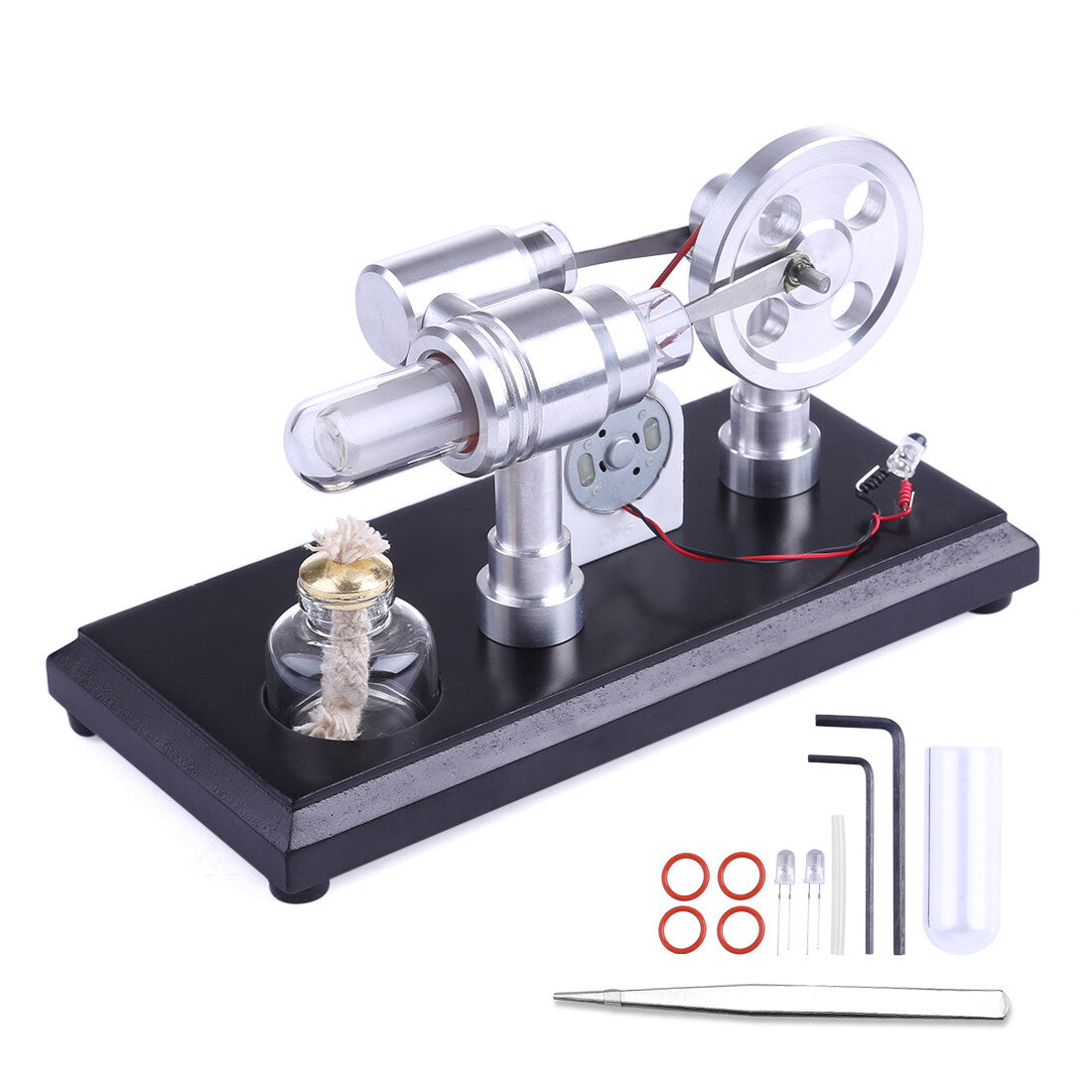 Double-Cylinder Stirling Engine Kit - Power Up Your Space with Stunning LED Lights enginediyshop