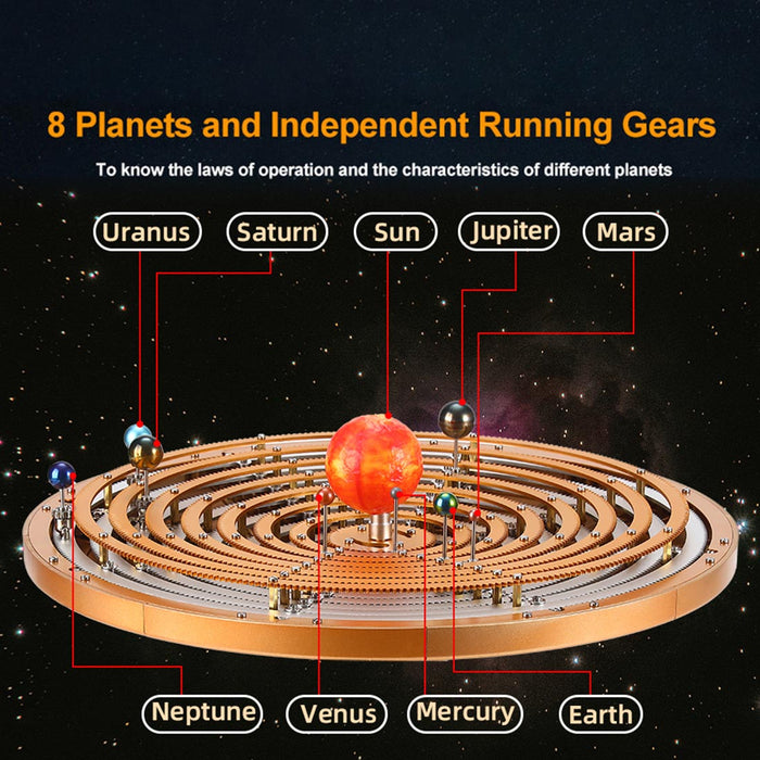Metal DIY Mechanical Solar System Model Kit, Dynamic Orbital Desk Ornament -600+PCS enginediyshop