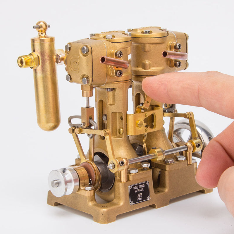 RW-L2 Mini Inline Double Cylinder Reciprocating Steam Engine Model for 70-130cm Steamships (Forward and Reverse Rotation/Without Boiler) enginediyshop
