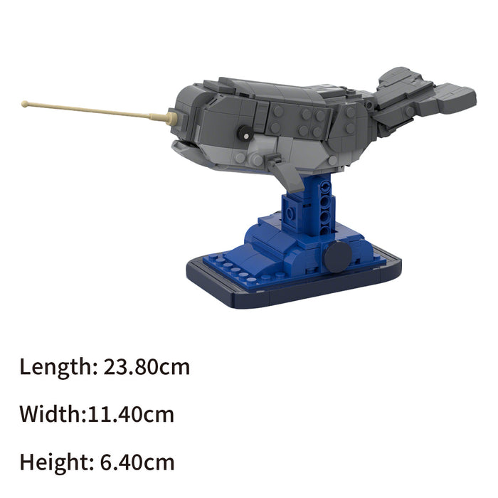 MOC-214332 Narwal Building Blocks Set, Marine Creature Brick Set with Display Base(280PCS) enginediyshop