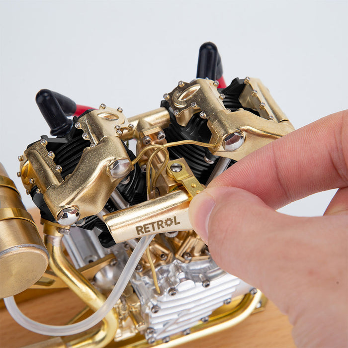 RETROL R29 4.2CC Mini OHV V-Twin Double-cylinder Four-stroke Gasoline Engine Internal Combustion Engine Model for Motorcycle