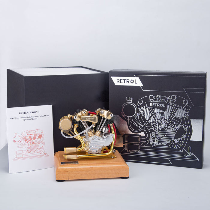 RETROL R29 4.2CC Mini OHV V-Twin Double-cylinder Four-stroke Gasoline Engine Internal Combustion Engine Model for Motorcycle