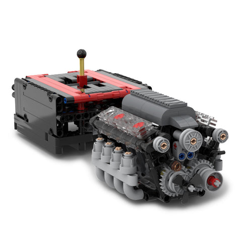 V8 Engine with Gearbox Tech Engine Model Particle Building Blocks MOC ...