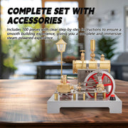 RETROL SE-02 Metal Reversible Horizontal Stationary Steam Engine and Boiler Model Kit with Generator and Street Lamp - enginediyshop