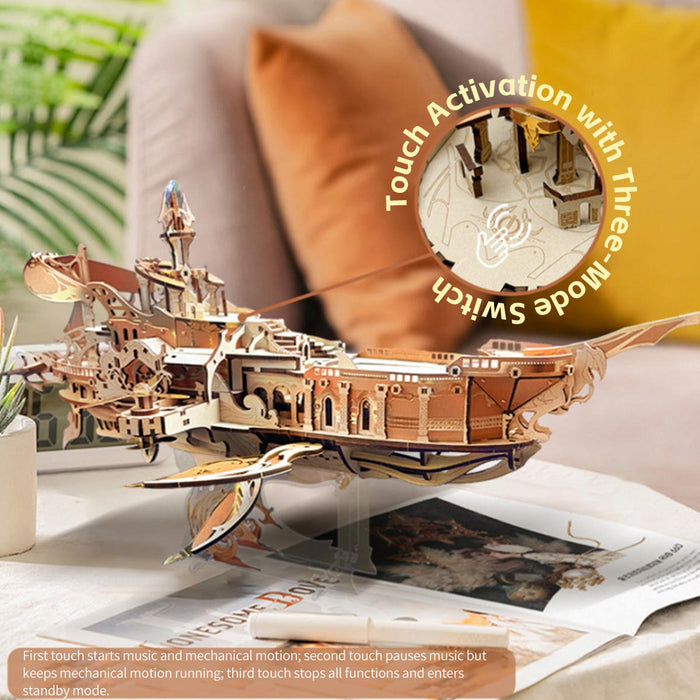 Whale Ship DIY 3D Wooden Puzzle Kit (472PCS) enginediyshop