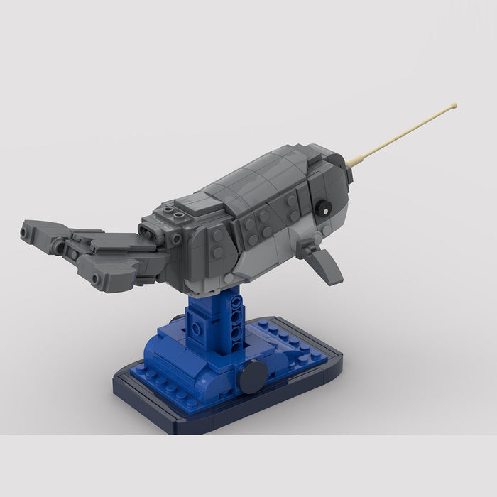 MOC-214332 Narwal Building Blocks Set, Marine Creature Brick Set with Display Base(280PCS) enginediyshop