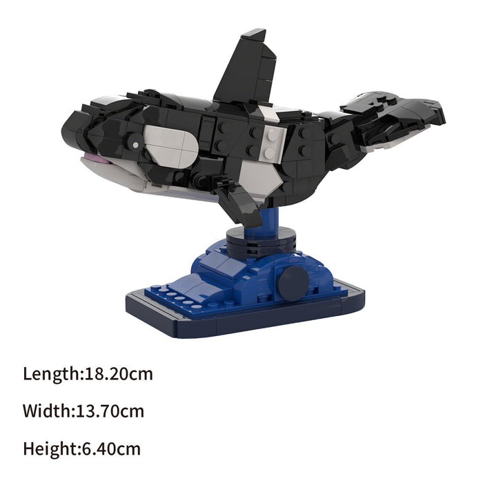 MOC-216387 Orca Whale Building Blocks Set, Black and White Marine Creature Brick Set with Display Base(329PCS) enginediyshop