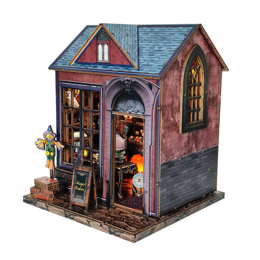 Dark Magic Wizard Cottage 3D Wooden DIY Miniature Witch House Kit, Desktop Decor & Gift for Holidays (215PCS) enginediyshop