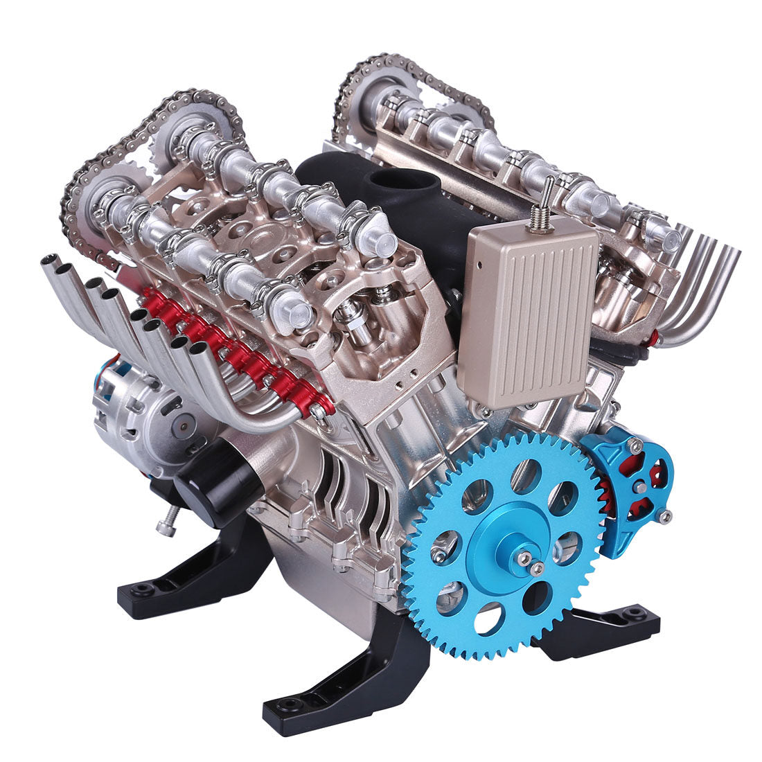 TECHING 500+ Teile 1:3 V8 Motor Modell Bausatz, Metall-Mechanik Motor Experiment Physik Spielzeug 8