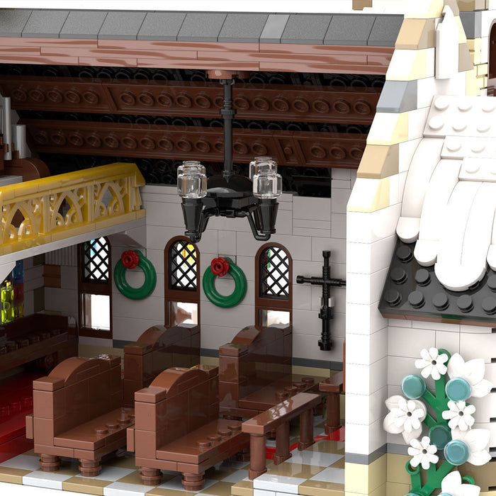 MOC-147549 Winter Country Church Modular Model for Church of the Nativity Building Blocks Toys Set (1769PCS) enginediyshop