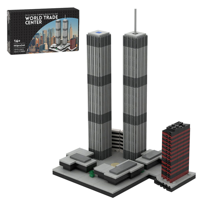 Mocsage 1/2000 Scale World Trade Center (1973-2001) Micro Parts Building Blocks Set (982PCS) enginediyshop