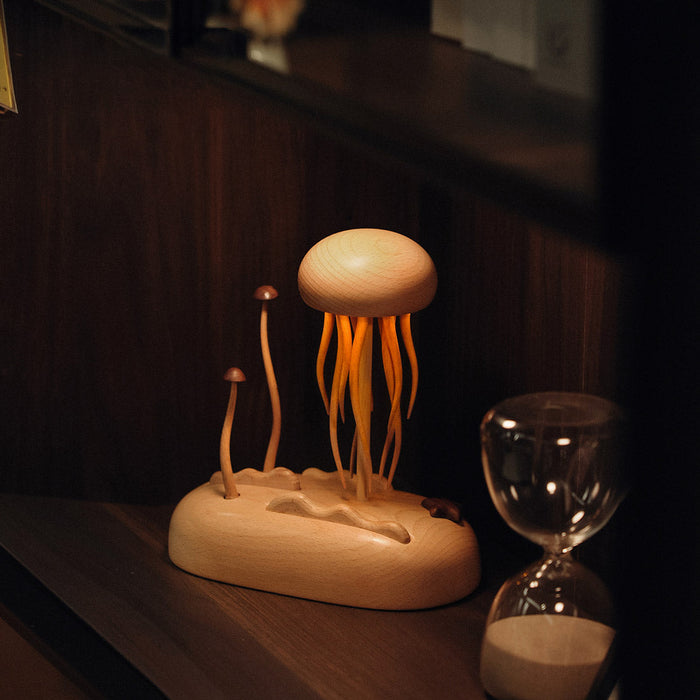Illuminated Wooden Jellyfish Dynamic Model Desktop Stress-Relief Decor enginediyshop