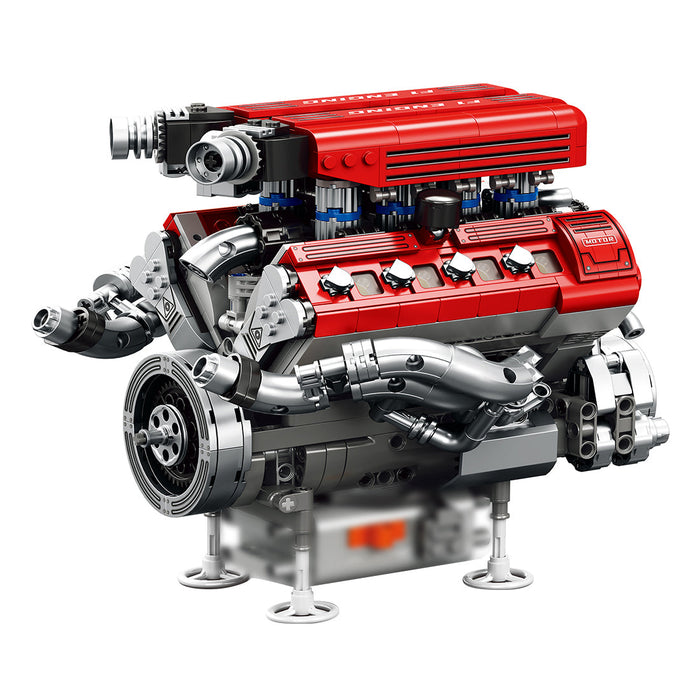 MOC Simulation V-Shaped Eight-Cylinder Engine Building Blocks Set（1101PCS/Dynamic Version） enginediyshop