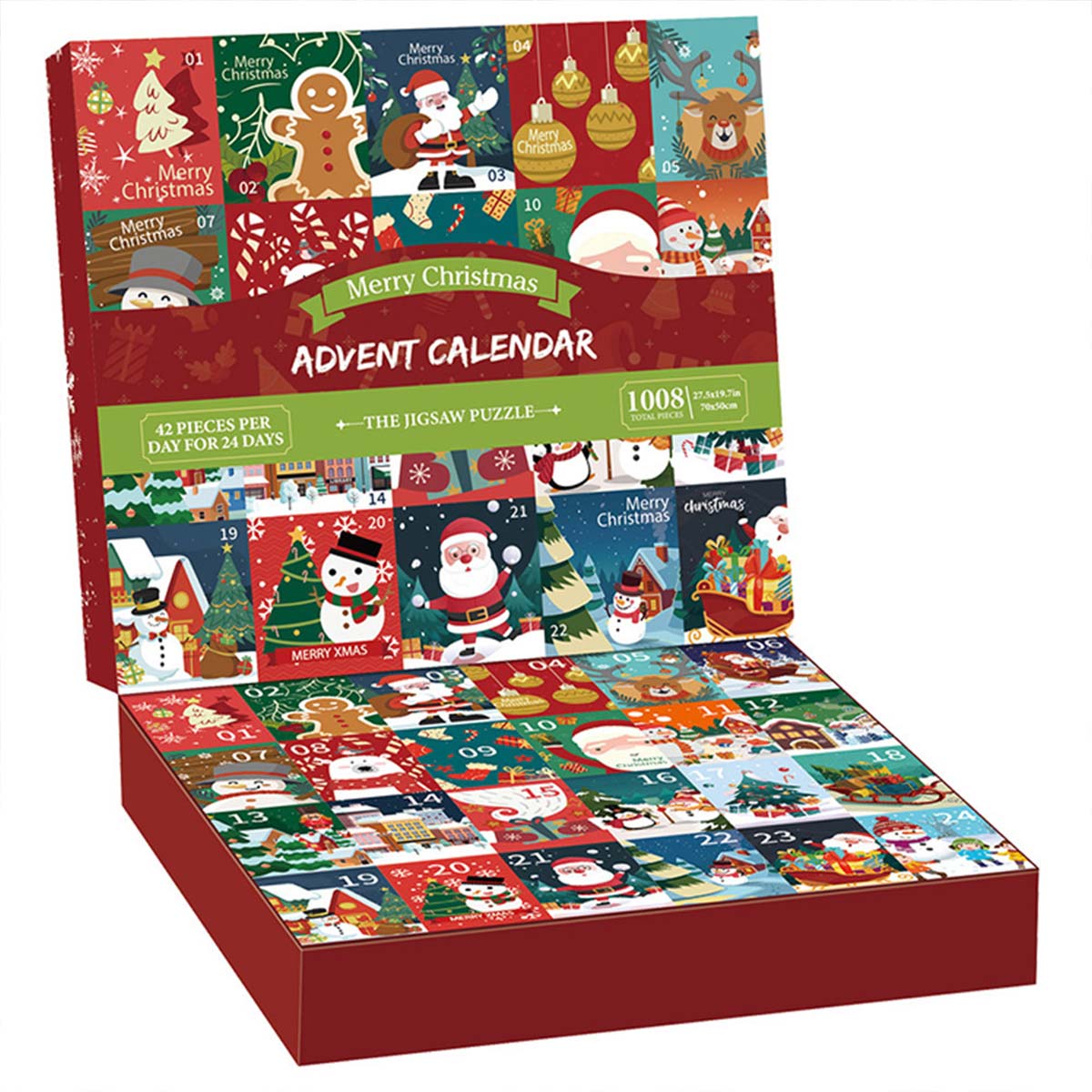 Advent Calendar Brain Teaser Adventskalender  Christmas Advent Calendar, 24-Day Countdown with 1008PCS Jigsaw Puzzle enginediyshop