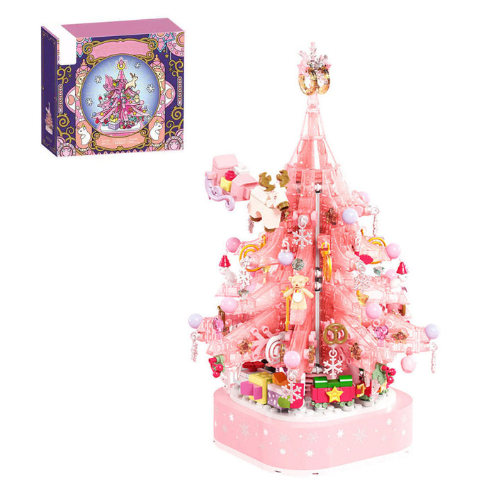 Crystal Christmas Tree Music Box with Light MOC DIY Assembly Model Small Particles Building Blocks Set (Dynamic Version/675PCS) enginediyshop