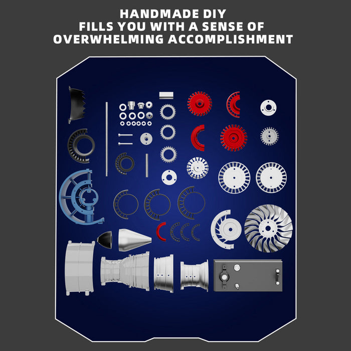 TECHING Mini Turbofan Engine Kit - DIY Metal Mechanical Visible Electric Motorized Jet Engine Model for STEM Education (170PCS+) enginediyshop