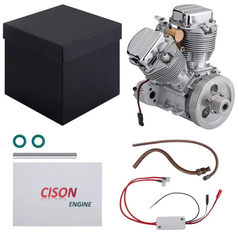 CISON FG-VT9 - 9cc V-Twin Dual Cylinder 4-Stroke Air-Cooled Gasoline Engine for RC Motorcycles and Model Engines enginediyshop