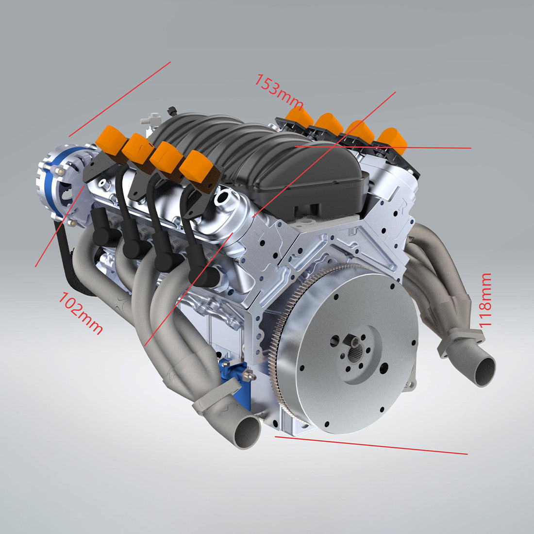 CISON LS-52 V8 Engine Model Kit – 1/5 Scale Working 4-Stroke Gasoline Internal Combustion Engine enginediyshop