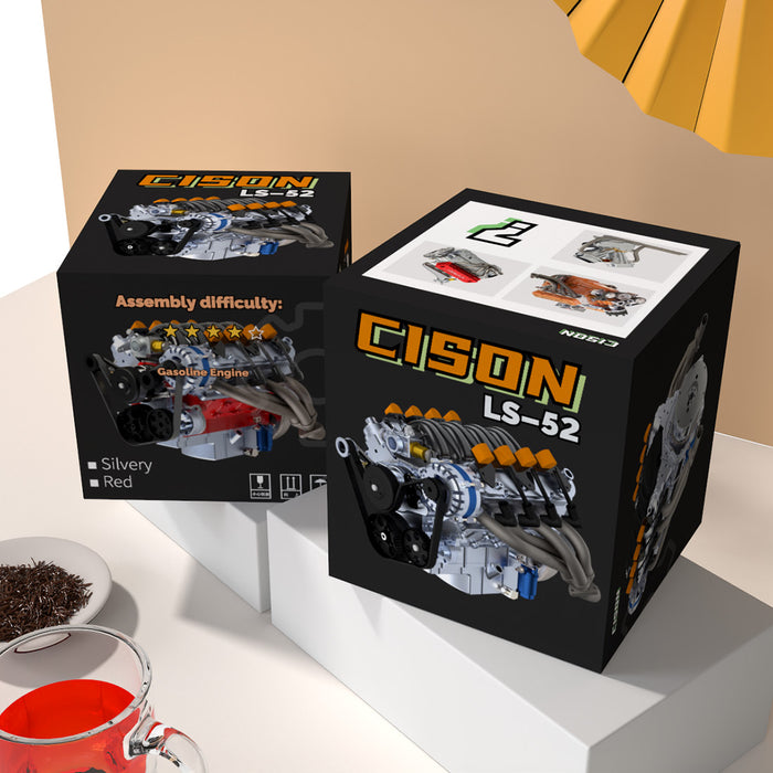 CISON LS-52 V8 Engine Model Kit – 1/5 Scale Working 4-Stroke Gasoline Internal Combustion Engine enginediyshop
