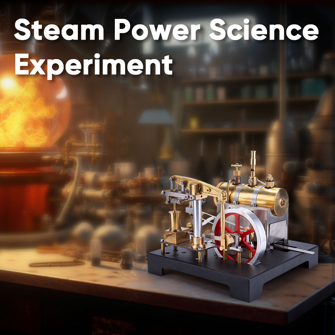 RETROL SE-01 Full Metal Stationary Beam Steam Engine Model and Horizontal Boiler Kit - enginediyshop
