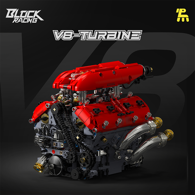 Ferrari V8 Engine Building Blocks Toy Set DOHC Naturally Aspirated MOC Motor Build Your Own V8 Engine - 350PCS