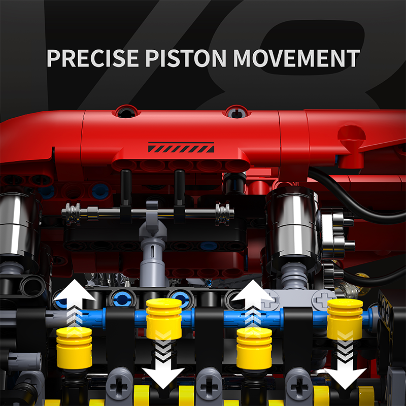 Ferrari V8 Engine Building Blocks Toy Set DOHC Naturally Aspirated MOC Motor Build Your Own V8 Engine - 350PCS