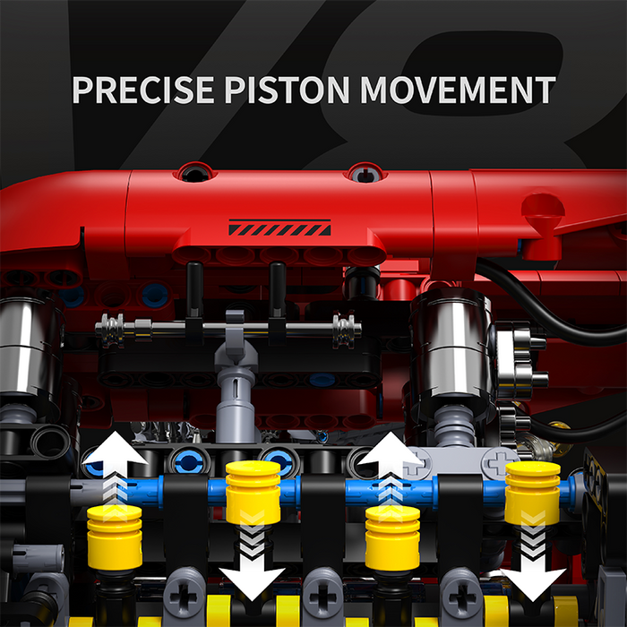 Ferrari V8 Engine Building Blocks Toy Set DOHC Naturally Aspirated MOC Motor Build Your Own V8 Engine - 350PCS