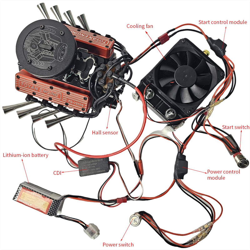 All-in-One Aluminum Alloy Base Starter Kit For TOYAN FS-V800WGP Engine Model Includes Ignition Set Water Cooling Set Battery and Charger enginediyshop