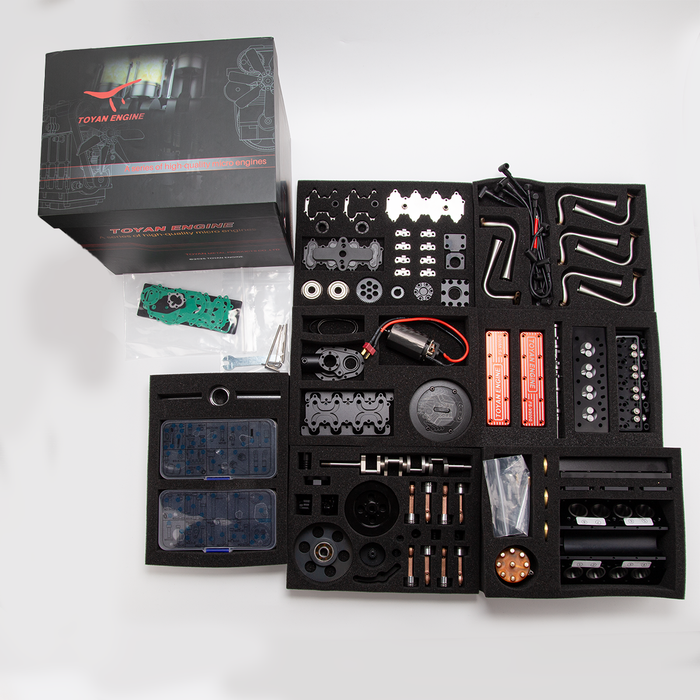TOYAN FS-V800WGPC 1/10 Scale 28cc Water-Cooled Four-Stroke OHV V8 Gasoline Engine Model Kit - enginediyshop