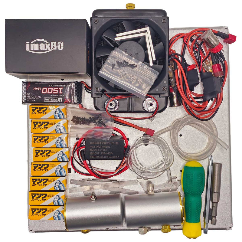 All-in-One Aluminum Alloy Base Starter Kit For TOYAN FS-V800WGP Engine Model Includes Ignition Set Water Cooling Set Battery and Charger enginediyshop