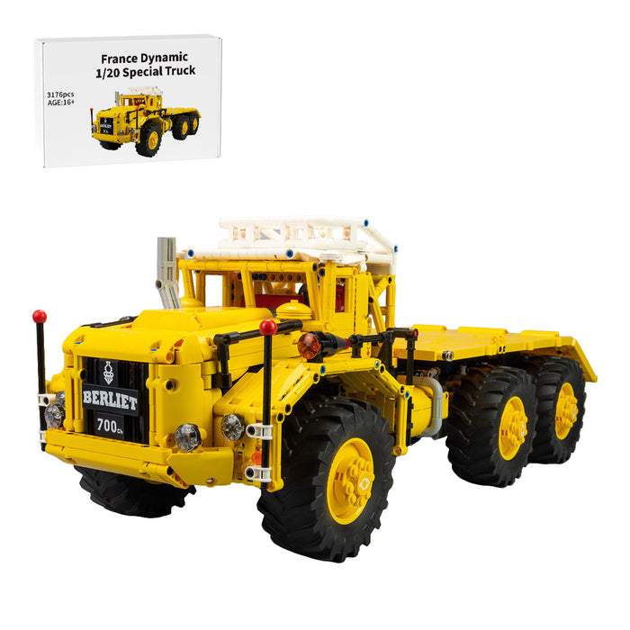 MOC- 1/20 Scale Berliet T100 French 1950s Heavy-Duty Transport Truck, Berliet Truck Building Blocks Set(Dynamic Version/3176PCS）
