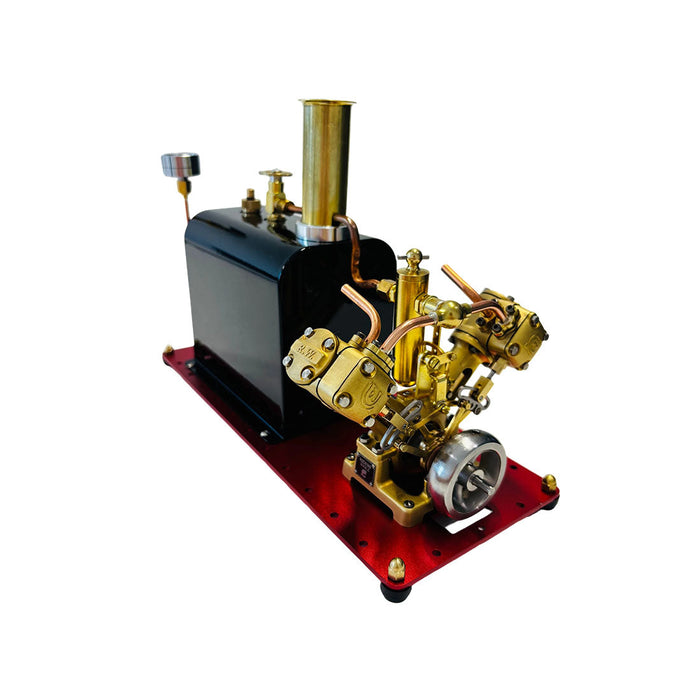 RW-BV2C Mini Reversible Reciprocating V-Type Dual-Cylinder Live Steam Engine and Boiler Model Compatible with 70-130cm Steam Boats for Collectors & Industrial Enthusiasts (Assembled Version) enginediyshop
