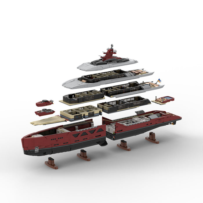 MOC-254412 120CM Modular Luxury Yacht Building Blocks Set-15639PCS enginediyshop
