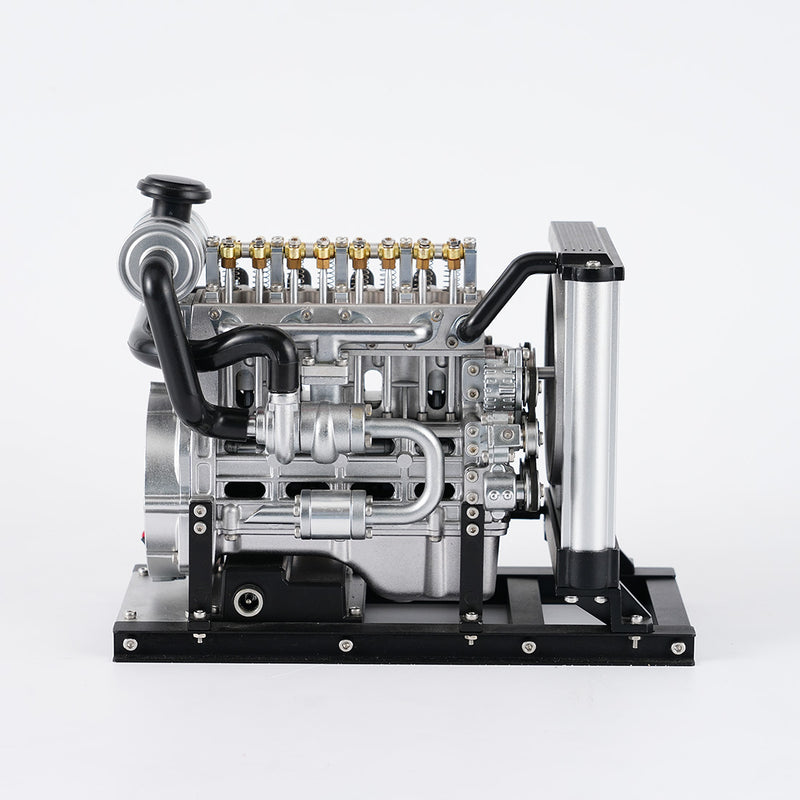 TECHING 1/10 DIY Mini Metal OHV Inline Four-cylinder Diesel Engine Model with Cooling System Educational Toys Gifts (Upgraded Version/300+PCS) enginediyshop