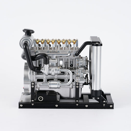 TECHING 1/10 DIY Mini Metal OHV Inline Four-cylinder Diesel Engine Model with Cooling System Educational Toys Gifts (Upgraded Version/300+PCS) enginediyshop