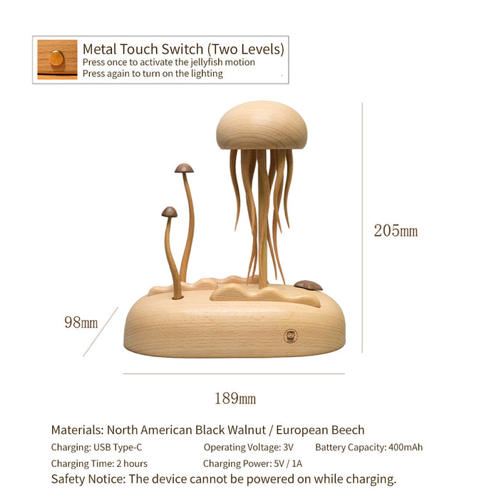 Illuminated Wooden Jellyfish Dynamic Model Desktop Stress-Relief Decor enginediyshop