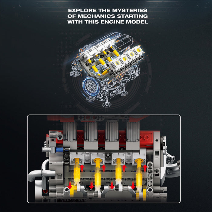 MOC Simulation V-Shaped Eight-Cylinder Engine Building Blocks Set(1101 ...