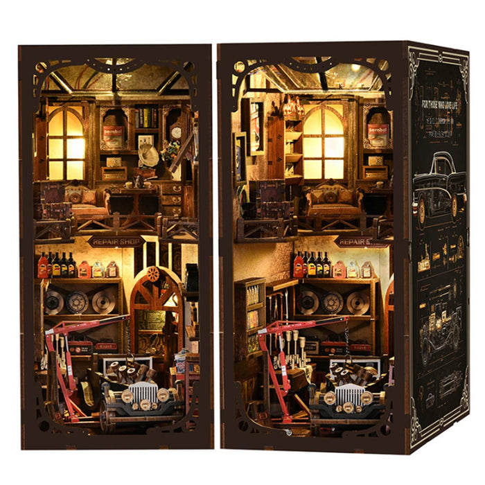 Auto Repair Shop 3D Wooden DIY Miniature House Kit, Creative Desktop Decor & Gift (374PCS) enginediyshop
